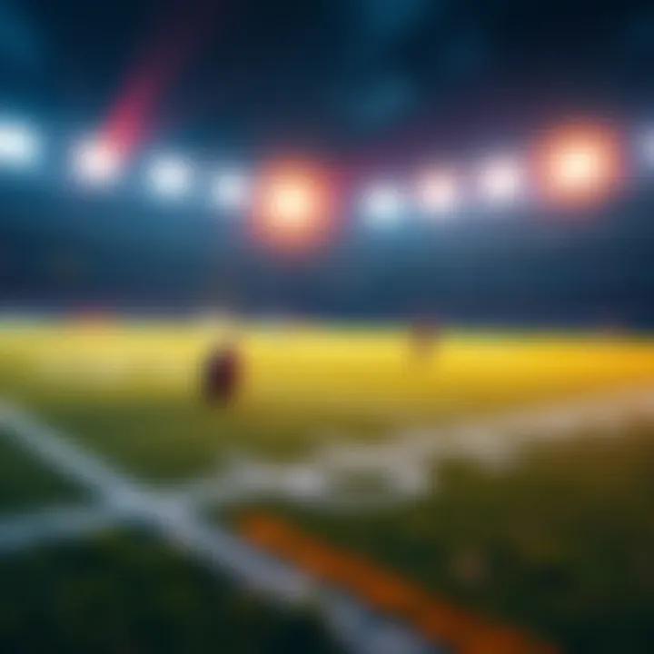 A football field with players in action during an NFL game, showcasing excitement and strategy in sports betting.