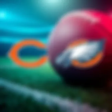 NFL Monday Night Football Eagles vs Bears Philadelphia Eagles and Chicago Bears logos with a football background for their Monday Night Football game