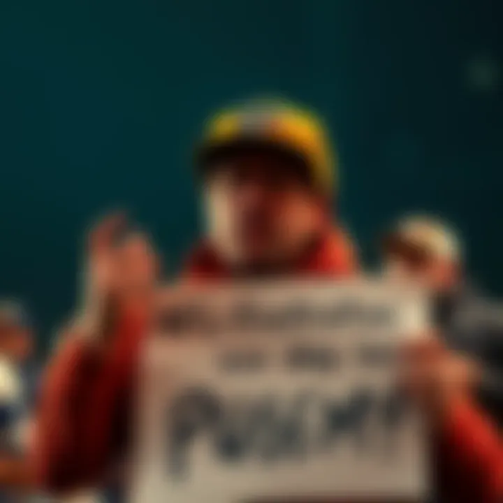 A frustrated NFL fan holding a sign expressing disappointment with the league's recent actions.