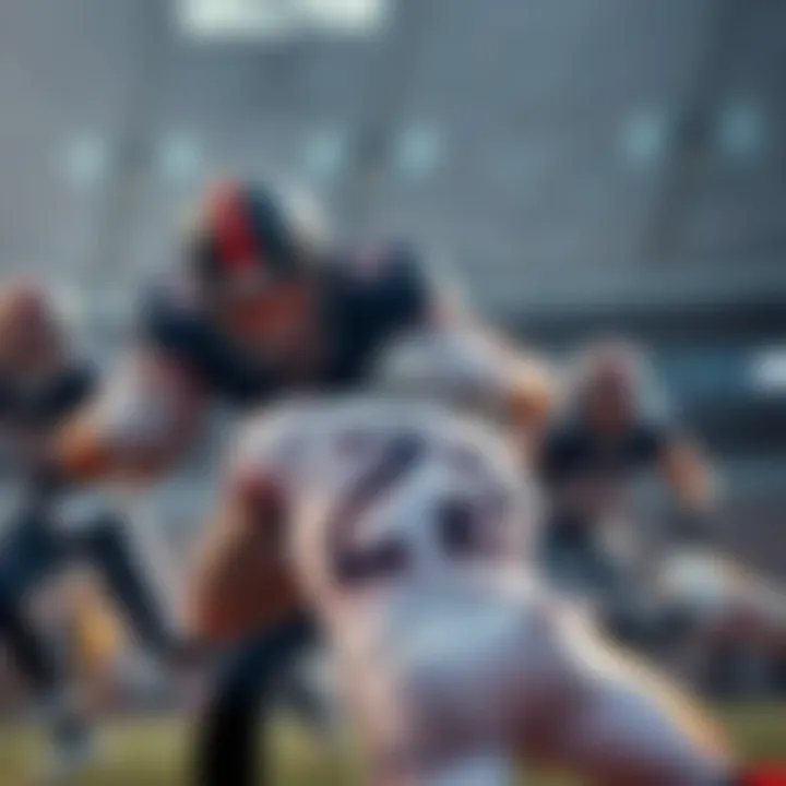 An NFL player being tackled during a game, emphasizing defensive plays and potential betting concerns.