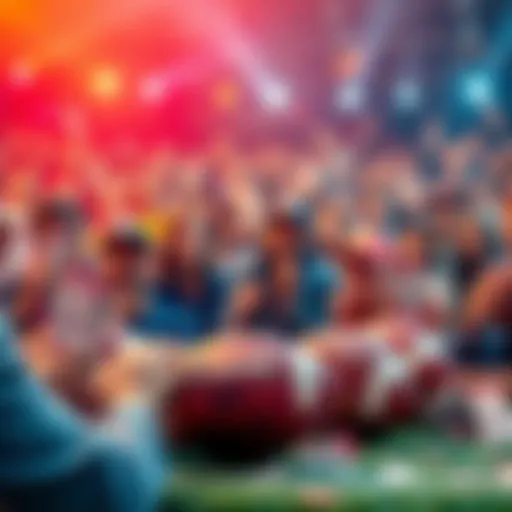 NFL fans participating in a lottery drawing with footballs and tickets