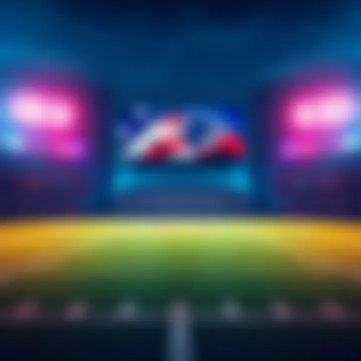 A football field with a scoreboard showing a game in progress, representing upcoming NFL games.