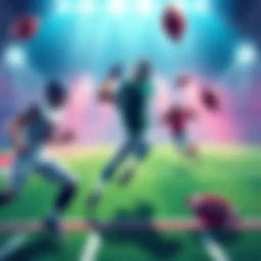 Illustration showing football players scoring touchdowns and betting symbols related to NFL parlays