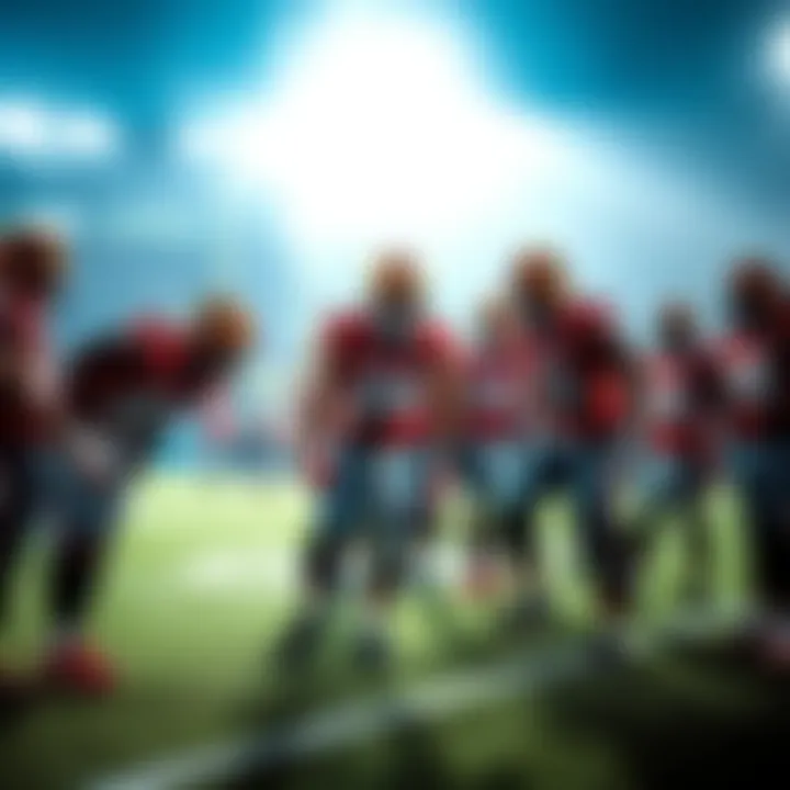 A group of NFL players preparing for a game, showcasing teamwork and energy before the match on November 9, 2025.