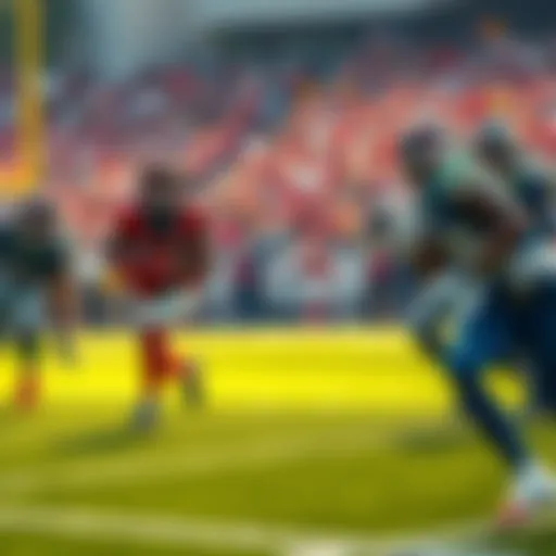 A group of NFL players on the field during a game, showcasing intense competition and top performances.