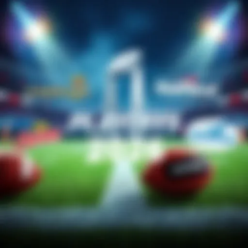 Promotional graphic showing various sports betting logos like Caesars and FanDuel with a football background