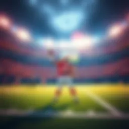 A football player preparing to throw a pass on the field with a stadium filled with cheering fans in the background, symbolizing the excitement of NFL preseason betting.