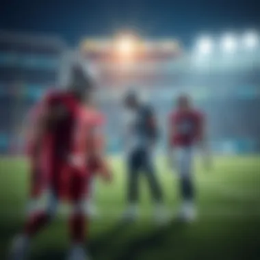 Football players from Arizona Cardinals and Carolina Panthers warming up on the field during the NFL preseason