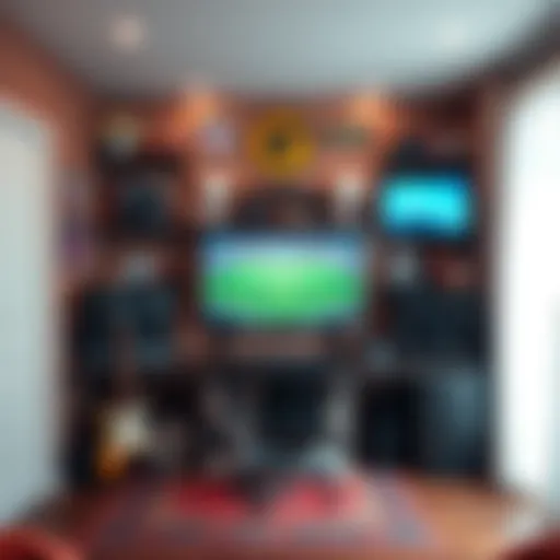 A fan displays their unique NFL setup featuring team decorations and game memorabilia.
