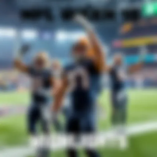 A collage of NFL players celebrating after a game, showcasing moments from Week 18 and highlighting top performers and payouts.