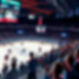 An NHL game scene with players on the ice and fans cheering, showcasing excitement for betting on games.