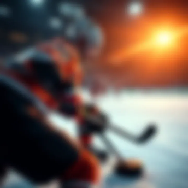 NHL Betting Tips A hockey player in action, showcasing skills with a puck on the ice, representing NHL betting strategies.