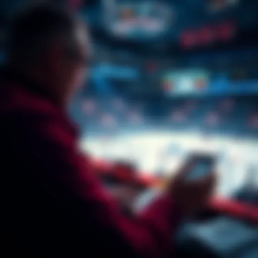 A person studying NHL game stats and strategies for betting