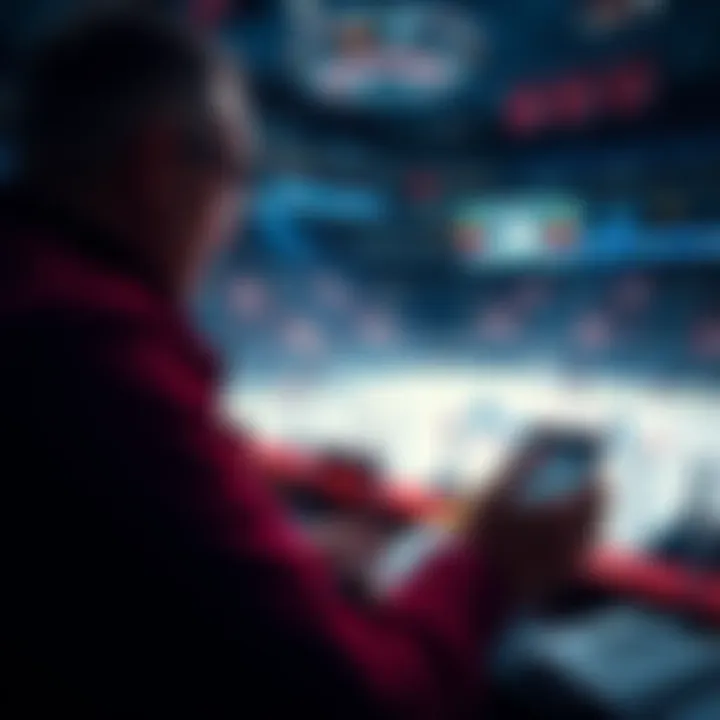 A person studying NHL game stats and strategies for betting