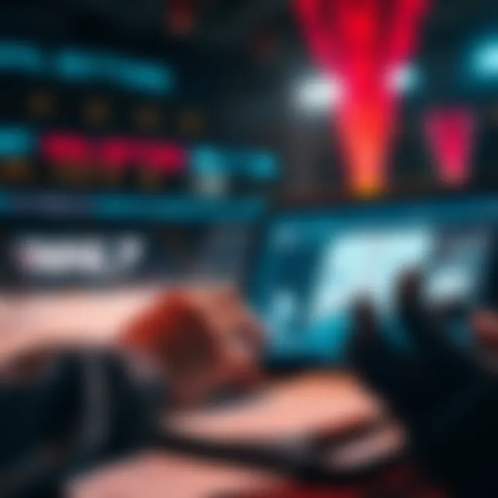 A person analyzing NHL betting statistics on a laptop with hockey images and betting slips around them.