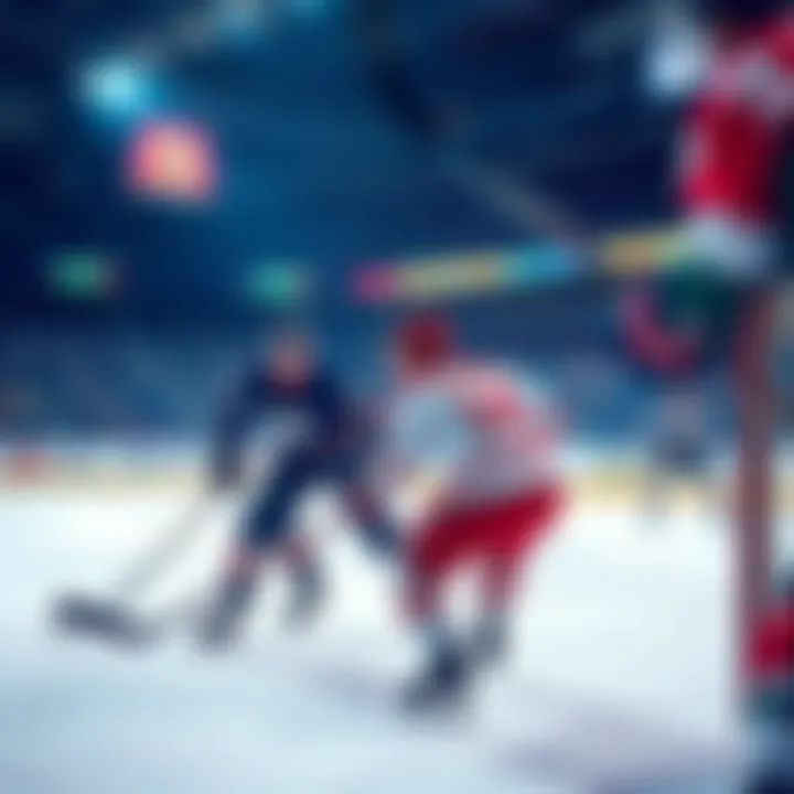 A hockey scene with players on ice, showcasing action during a game, highlighting betting opportunities for fans.