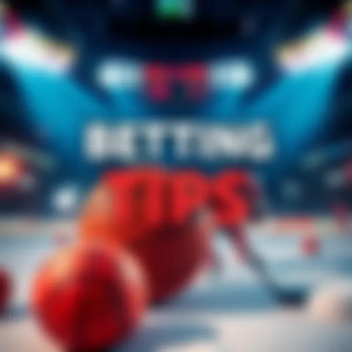 A graphic showing betting odds and tips for NHL and NBA Over/Under bets with basketball and hockey elements