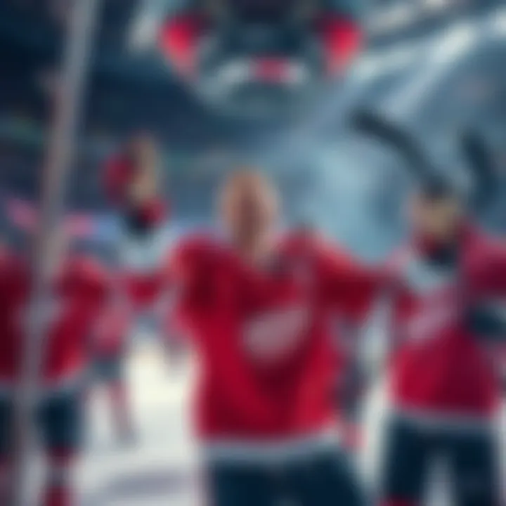 Owen Tippett and other NHL players celebrating after scoring goals during a recent game, showcasing their excitement and team spirit.