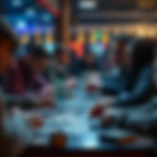 Participants intensely focused on their game, making strategic decisions with cards on the table.