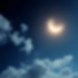 Night sky with a crescent moon and clouds A crescent moon shining bright in a clear night sky with fluffy clouds passing by, symbolizing new changes coming overnight.
