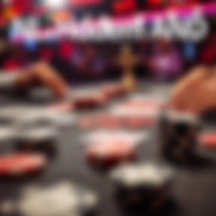 A close-up of a poker table with chips and cards during an NL Holdem hand, highlighting a critical decision point at the flop.