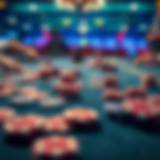 A close-up of a poker table with no-limit betting chips scattered around, showing concern among players about the future of these games in Indiana.