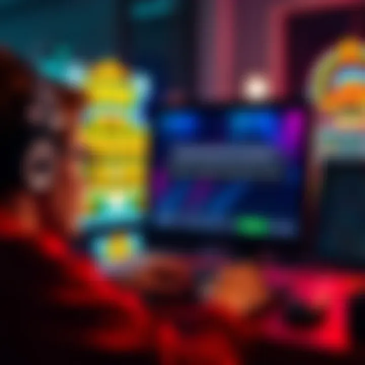 A frustrated player looking at their computer screen with a No Limit Slots game open, showing a support chat window suggesting a router restart.