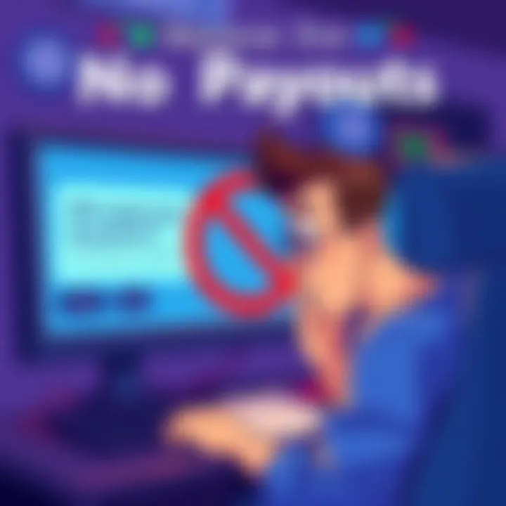 Reasons for No Payouts Illustration showing a player looking confused at a computer screen displaying a message about no payouts available.