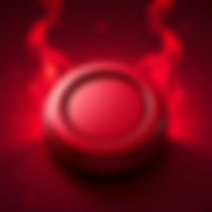 A graphic showing a red button symbolizing threats from North Korea