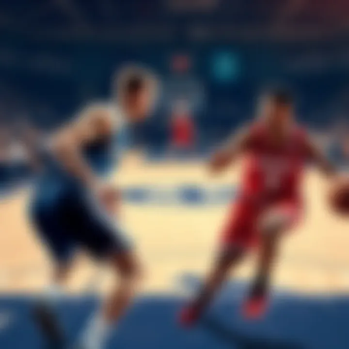 Players from Northern Colorado and Montana competing on the basketball court during a game