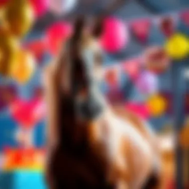 Celebration of Northern Dancer's Birthday A vibrant birthday celebration for Northern Dancer with balloons and horse-themed decorations in the background.