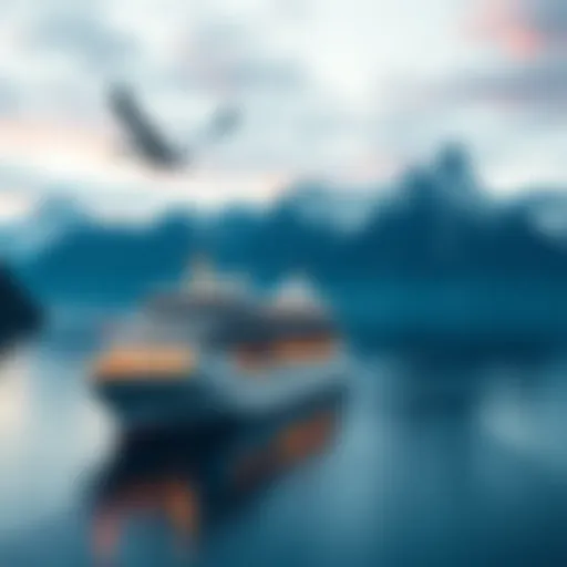 A beautiful cruise ship sailing in the waters of Norway with mountains in the background