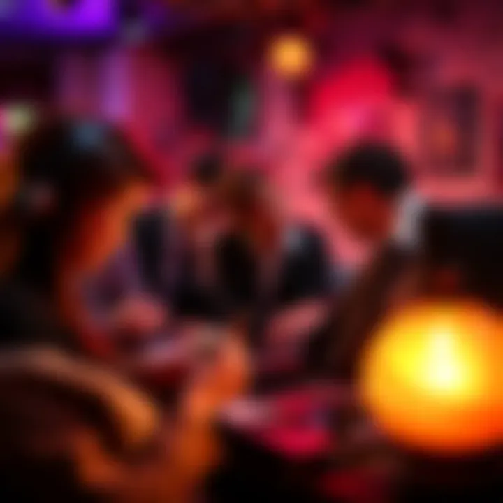 A group of people in a vibrant setting listening to music from a vintage player, evoking nostalgia for a forgotten hit.