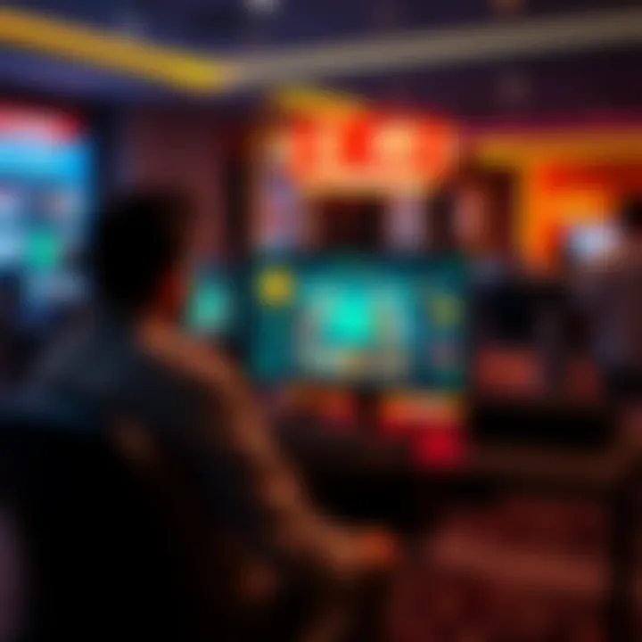 A player sitting at a computer, enjoying a NoToKYC casino with a secure connection and various game icons on the screen.
