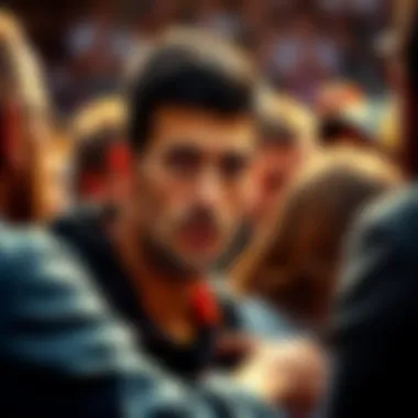 Novak Djokovic in a heated discussion Novak Djokovic surrounded by fans debating passionately about his recent statements