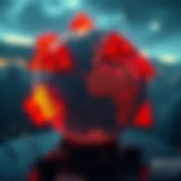 A globe highlighted with warning signs, depicting the threat of nuclear conflict around the world.