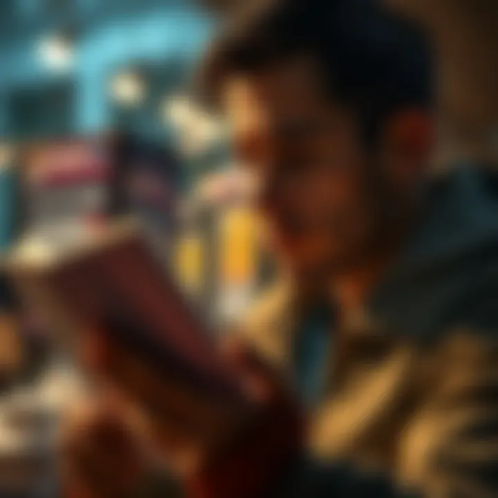 A person thoughtfully reading a document about offer limits and conditions.