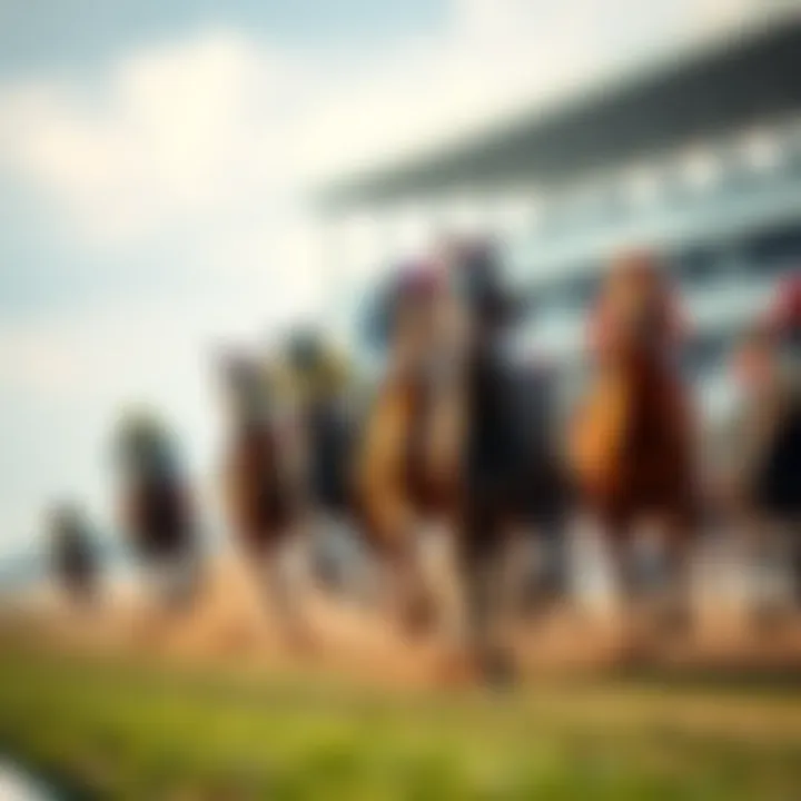Several horses competing in the Ohio Derby, showcasing their strength and speed on the racetrack.