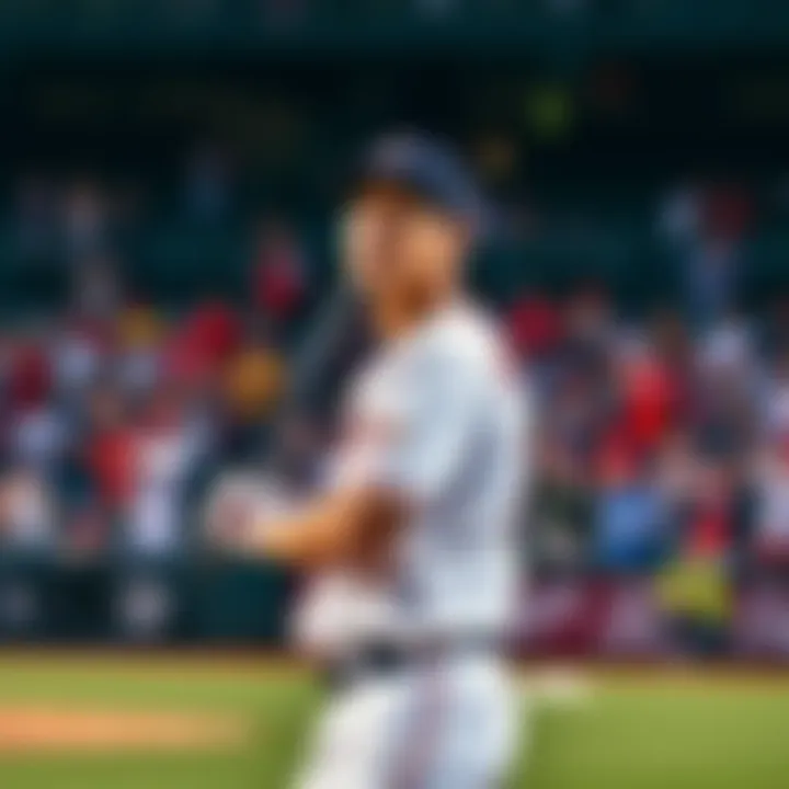 Shohei Ohtani in a baseball uniform preparing to play, with fans cheering in the background
