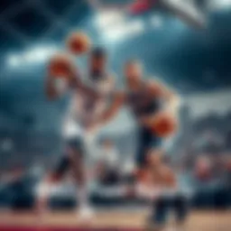 Players from OKC and Spurs competing in a high-stakes basketball game, showing intense action and key moments during the match.