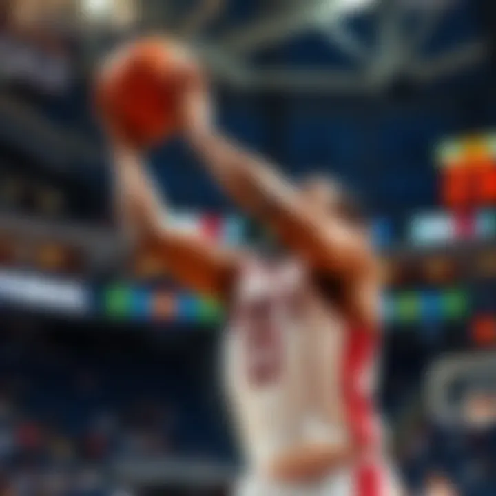 Okoro shooting a basketball Okoro attempts a two-point shot during a game, showcasing his unique playing style.