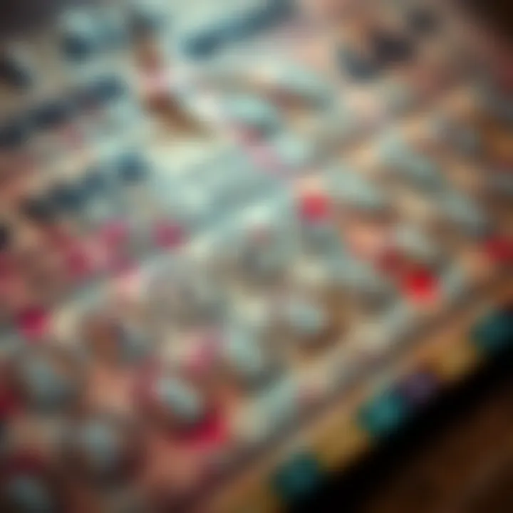 A close-up of a ten-year-old scratch-off lottery ticket with a shiny surface and faded edges, showing potential winning symbols