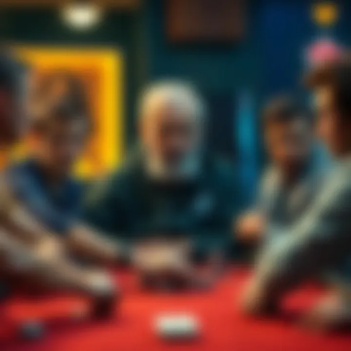 An older man at a poker table looking frustrated, surrounded by younger players who are discussing straddling.