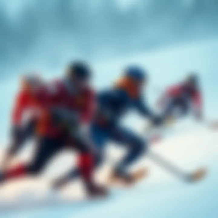 Athletes fiercely competing in ice sports during the Olympics