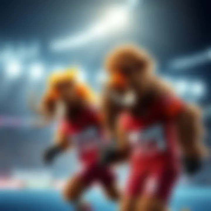 Athletes representing Flames and Mammoth in a competitive sports setting