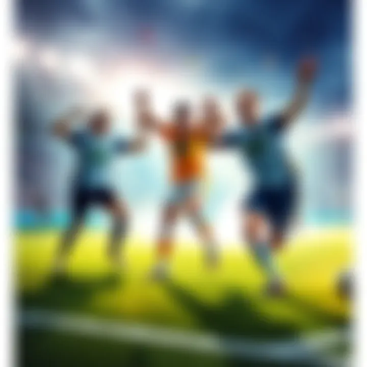 A dynamic scene featuring Olympic goal scorers celebrating a goal, showcasing athletes like Macklin Celebrini and Timo Meier.