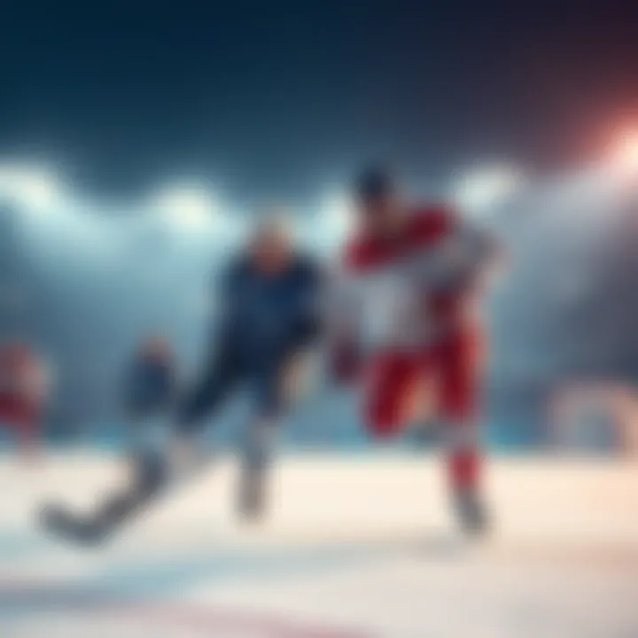 Players competing in an Olympic hockey match, showcasing their skills and teamwork on the field.