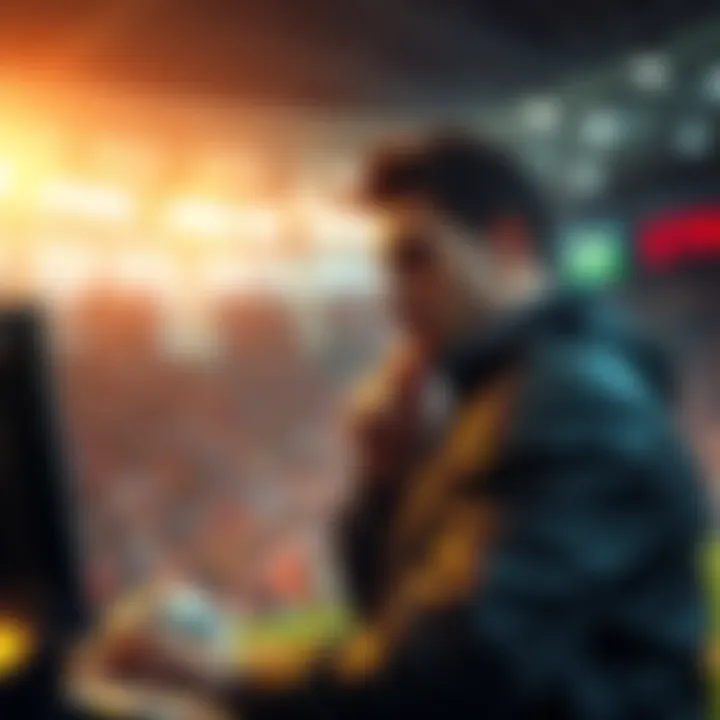 A person placing a one dollar bet on a sports game, looking thoughtful about their strategy.