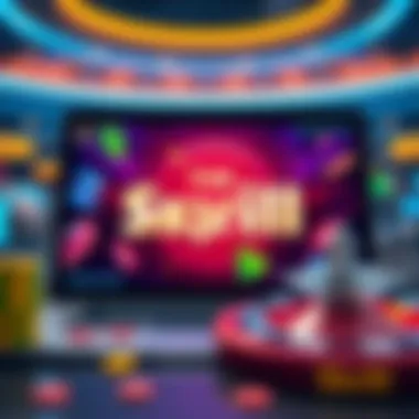 A virtual casino interface showing games and Skrill payment option available for players.