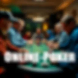 A group of people playing online poker with cards and chips at home